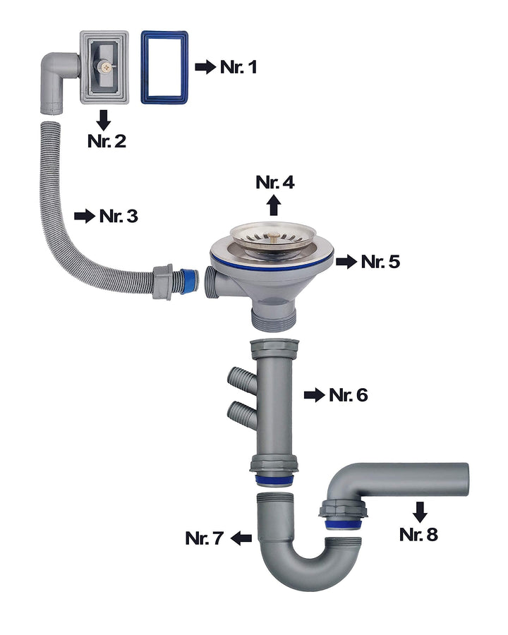 Edelstahlspüle Einbau 50x50 cm flächenbündig mit Syphon-Set - Bild 5