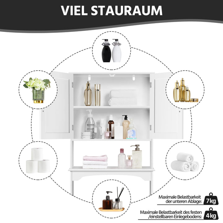 Überbauschrank Waschmaschine WC 180 cm Hochschrank MDF Weiss - Bild 5