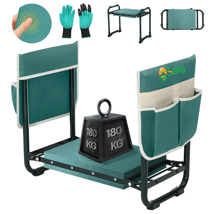 Garten-Kniebank 2-in-1 klappbar höhenverstellbar bis 180 kg Stahl