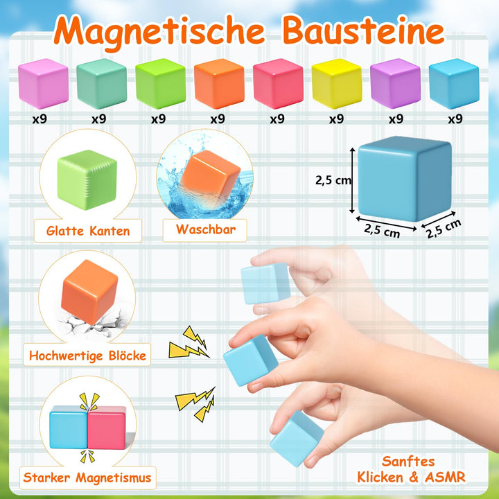 Magnetbausteine 72-teilig für Kinder ab 3 Jahren mit Tragetasche - Bild 2
