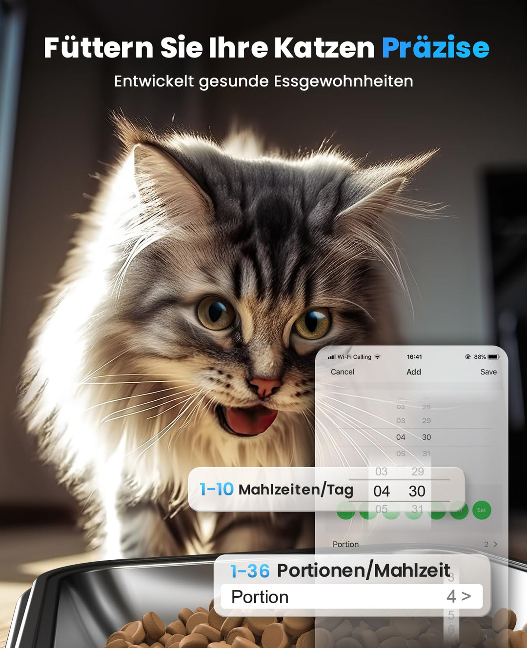 Futterautomat Katze 5L 2 Näpfe mit WLAN-App-Steuerung - Bild 6