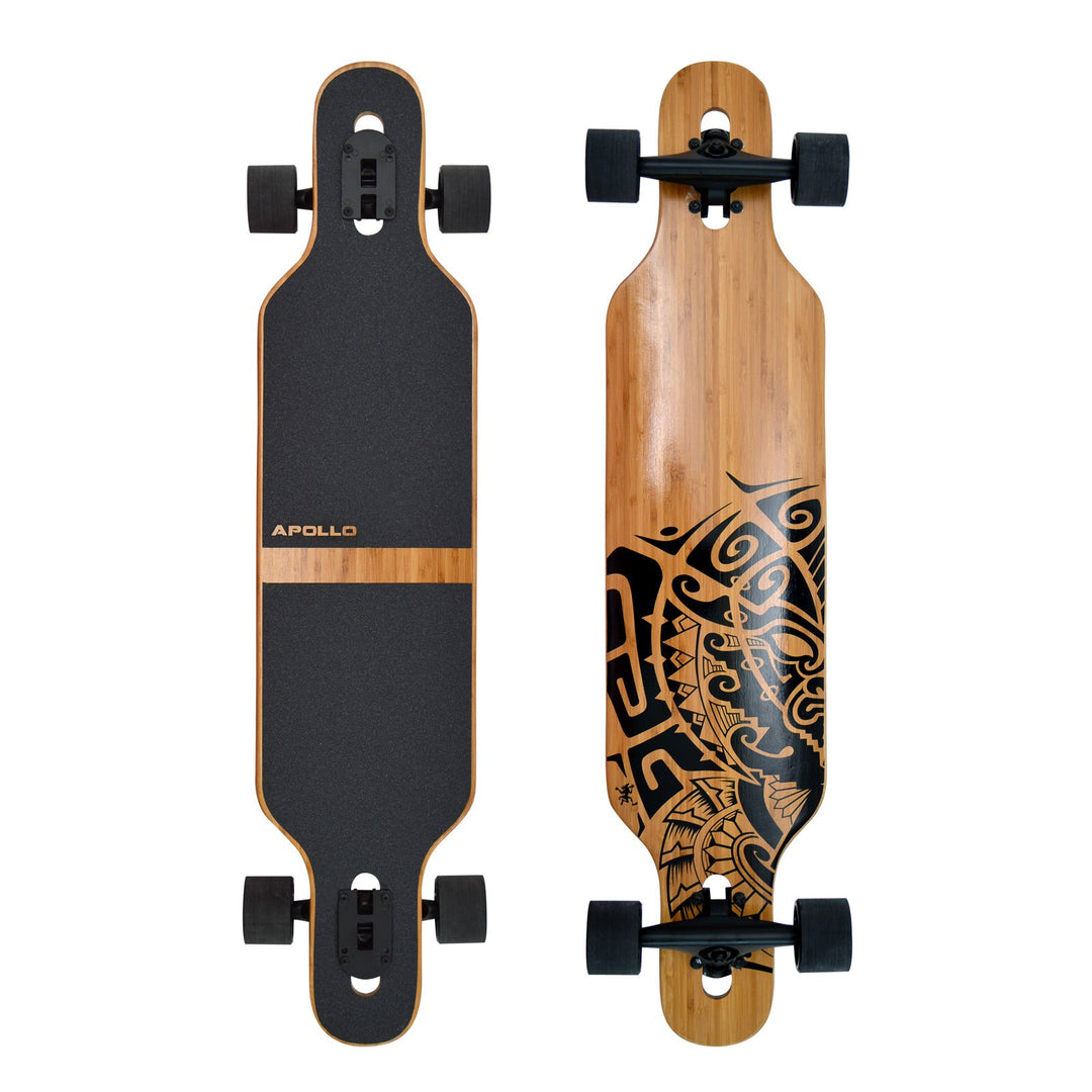 Longboard Komplett Twin-Tip Drop-Through Holz/Bambus 995mm Freeride