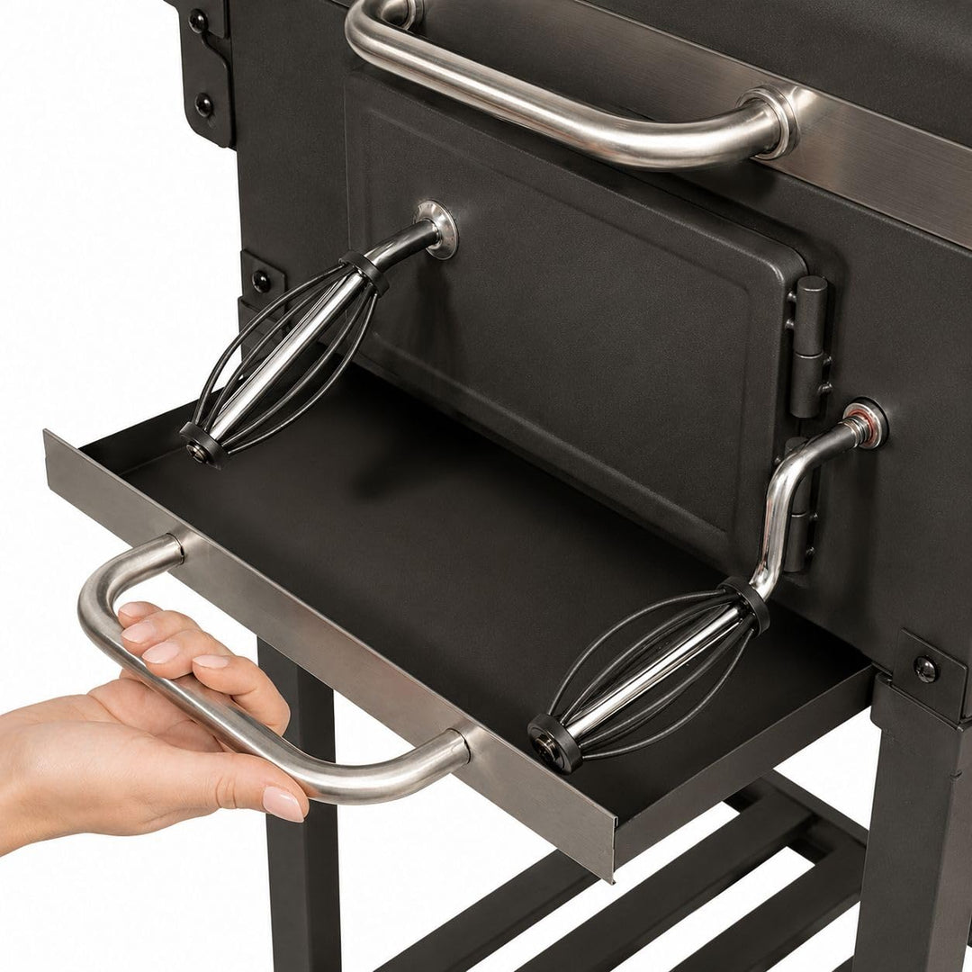 Holzkohlegrill mit Deckel Gusseisen-Rost höhenverstellbar Grillwagen - Bild 9