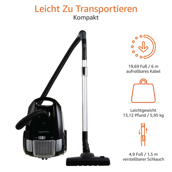 Staubsauger mit Beutel HEPA-Filter 700W 3L für Teppich &amp; Hartboden - Bild 6