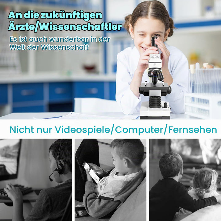 Monokular Mikroskop 200-2000x mit LED, Handyadapter und Tragetasche - Bild 4
