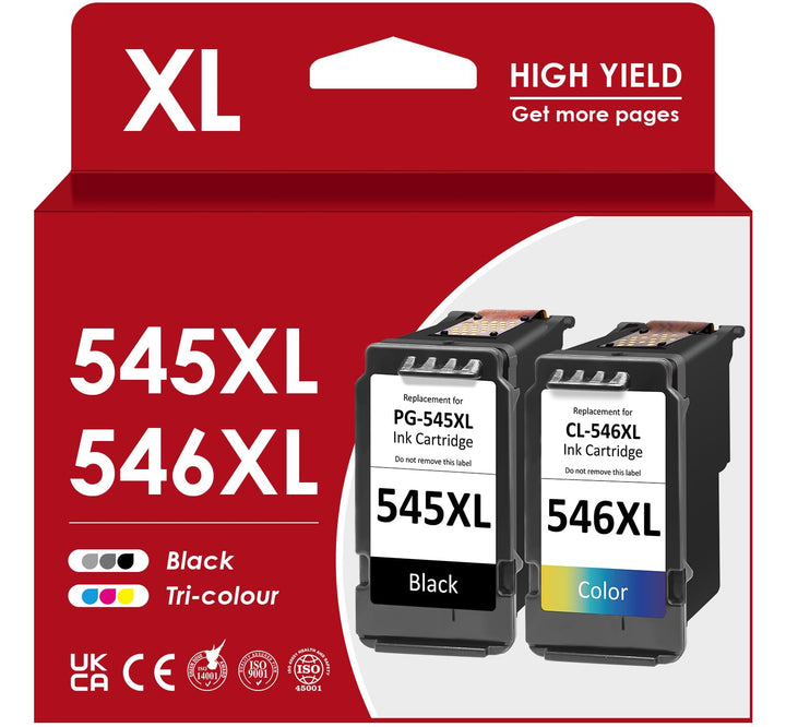 Druckerpatronen 545XL 546XL Schwarz+Farbe für Canon Pixma