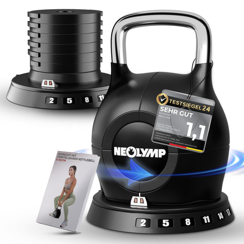 Kettlebell verstellbar 2–20 kg 7-in-1 mit Edelstahl-Griff
