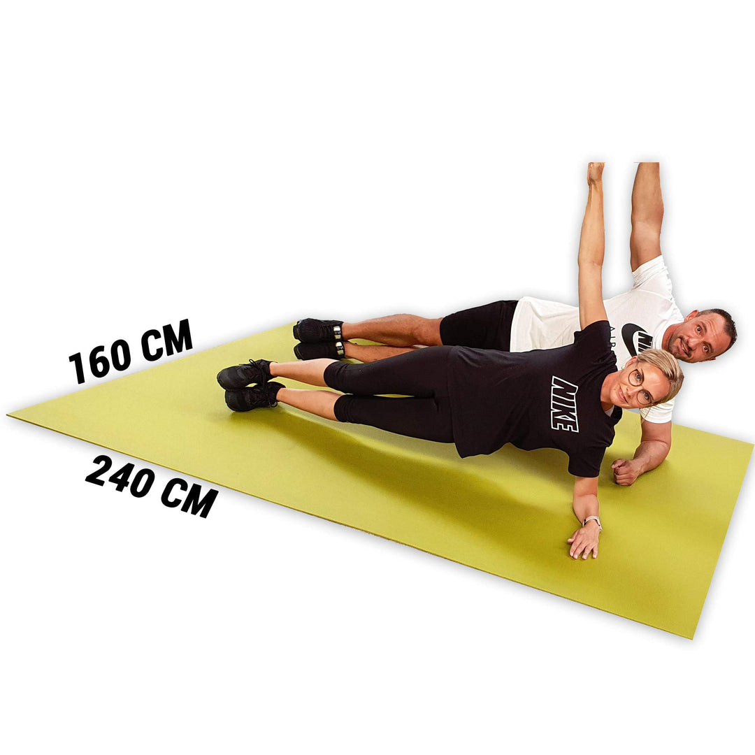 Fitnessmatte XXL 240x160 cm rollbar Yoga Pilates Sport blau