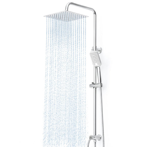 Regendusche Set Edelstahl Chrom 30x30cm eckig höhenverstellbar