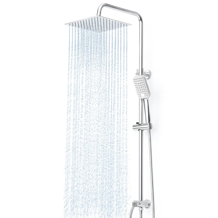 Regendusche Set Edelstahl Chrom 30x30cm eckig höhenverstellbar