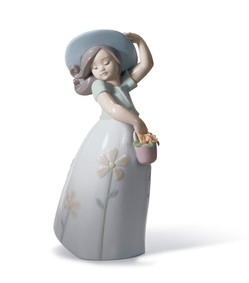 Porzellanfigur Mädchen mit Gänseblümchen handgefertigt Spanien