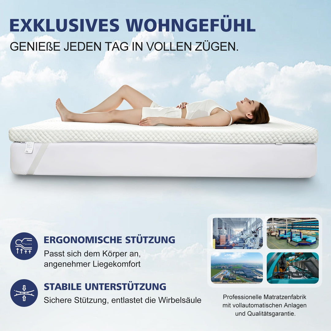 Matratzentopper 180x200cm Gel Memory Schaum H3/H4 Bambusbezug - Bild 4