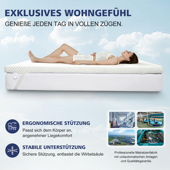 Matratzentopper 180x200cm Gel Memory Schaum H3/H4 Bambusbezug - Bild 4