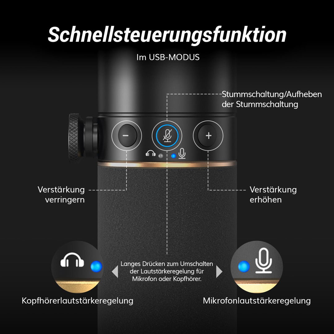 Dynamisches Podcast-Mikrofon XLR/USB mit Arm Nierencharakteristik - Bild 5
