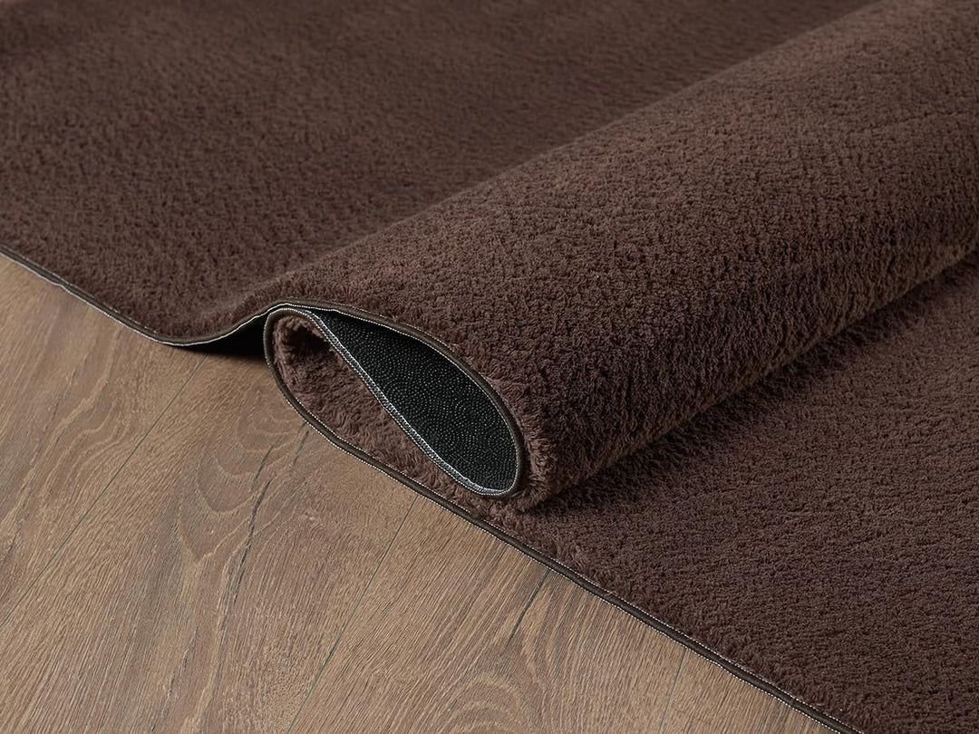 Kurzflor Teppich Felloptik Braun 160x220 cm waschbar weich - Bild 7