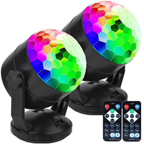 Discokugel Partylicht 4er-Set mit Fernbedienung, musikgesteuert, USB