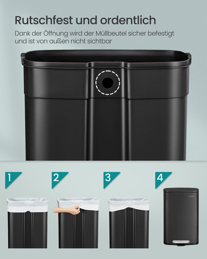 Treteimer Küche Stahl 50 Liter Softclose schwarz - Bild 5