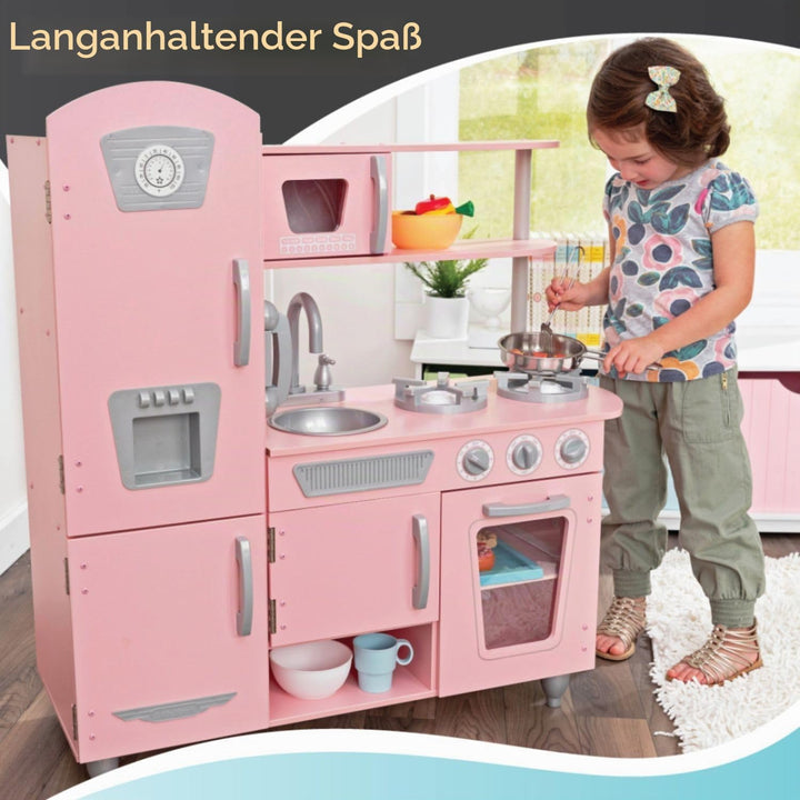 Kinderküche Holz Vintage Rosa mit Telefon &amp; Retro-Kühlschrank - Bild 10