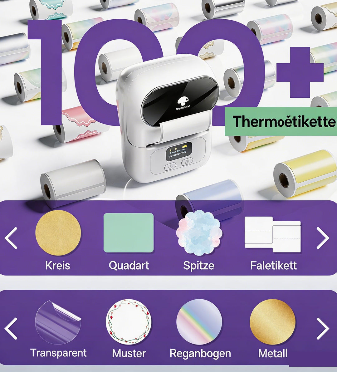 Etikettendrucker Bluetooth Thermodruck 203 dpi 20-50 mm Druckbreite - Bild 6