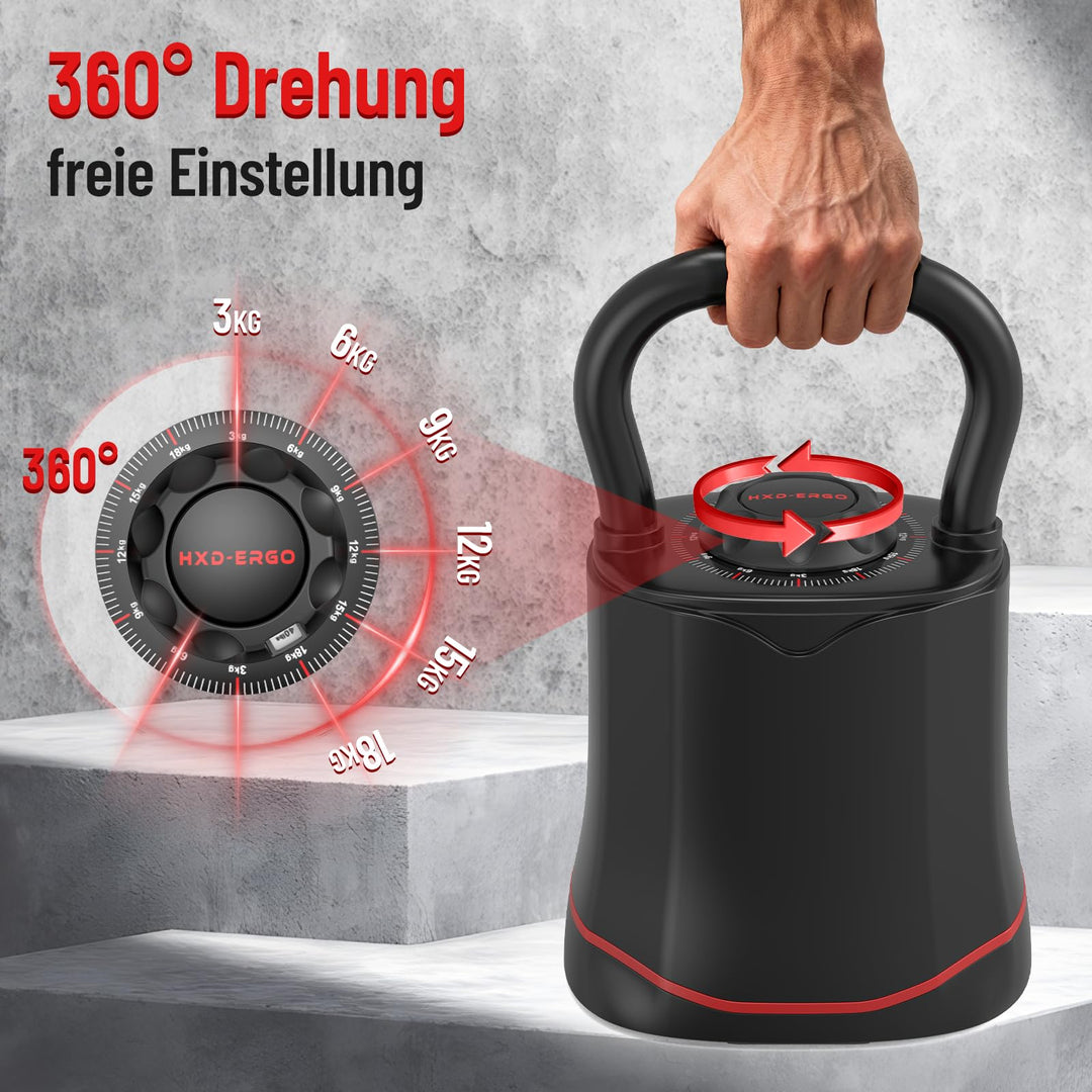 Verstellbare Kettlebell 6-in-1 Stahl 3–18 kg für Home Gym - Bild 4