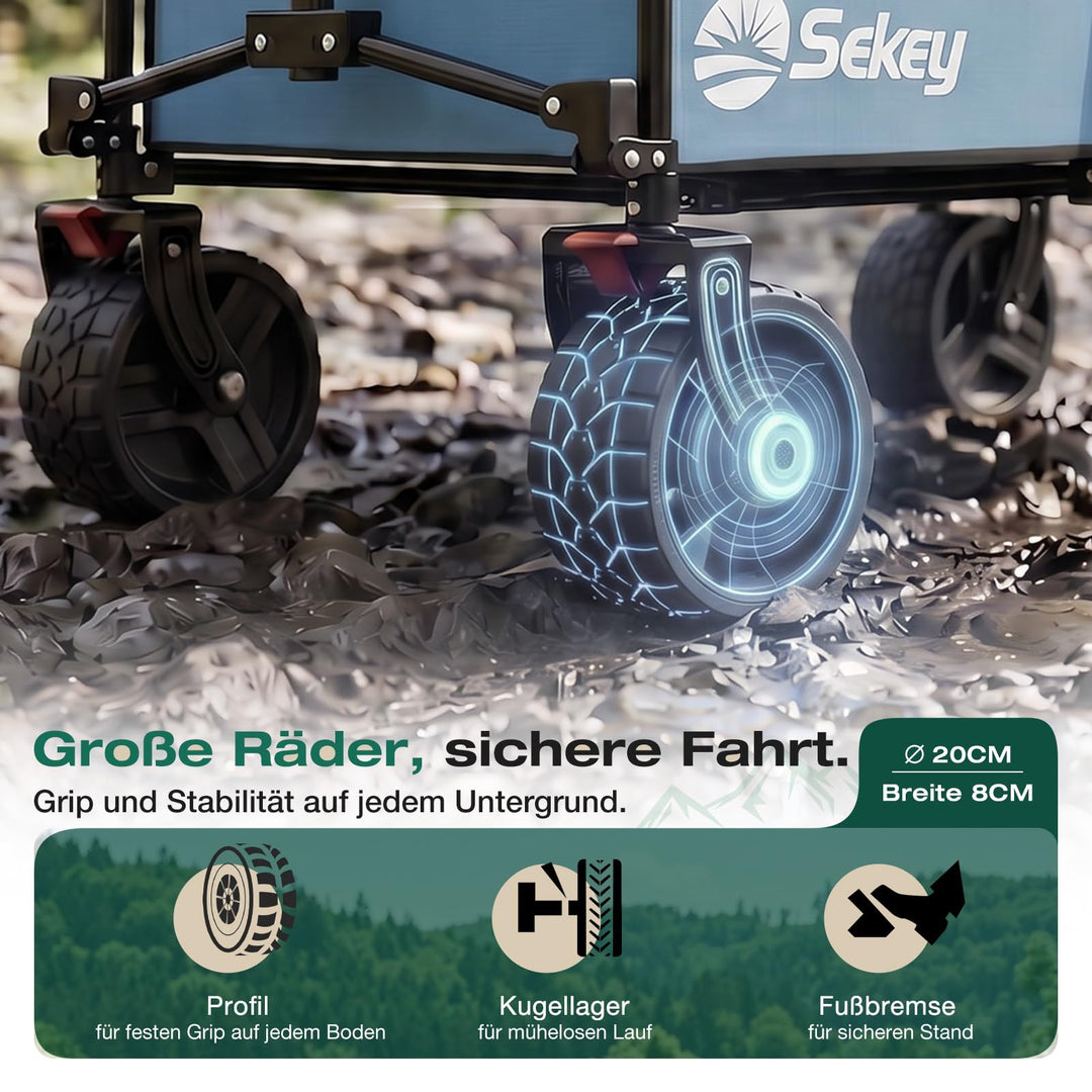 Bollerwagen faltbar XXL 200L 200kg All-Terrain Gelaenderaeder - Bild 3