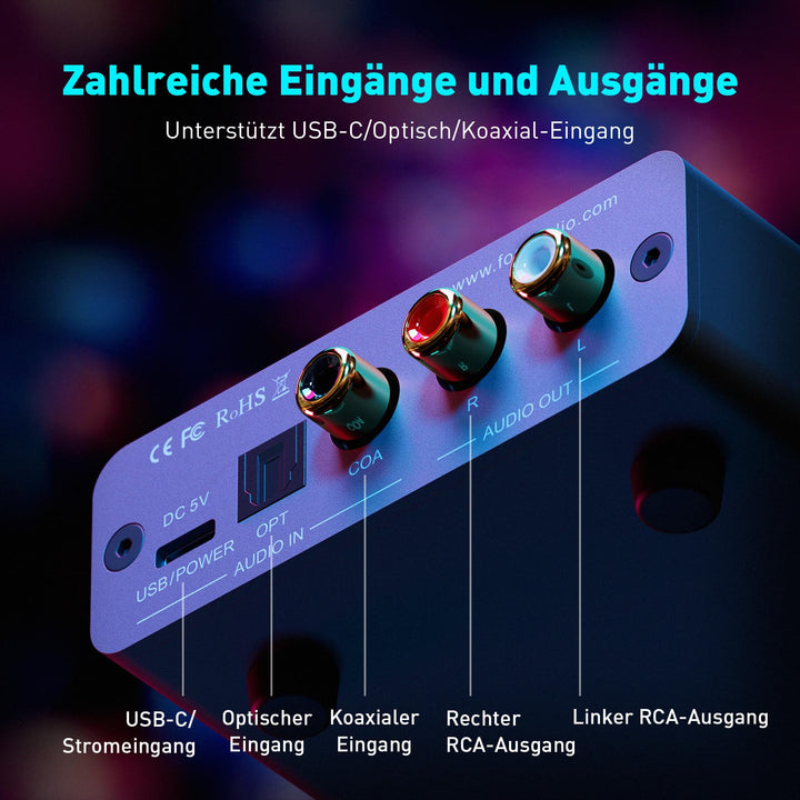 DAC Kopfhörerverstärker USB-C/Optisch/Koaxial 24bit/192kHz Gaming HiFi - Bild 8