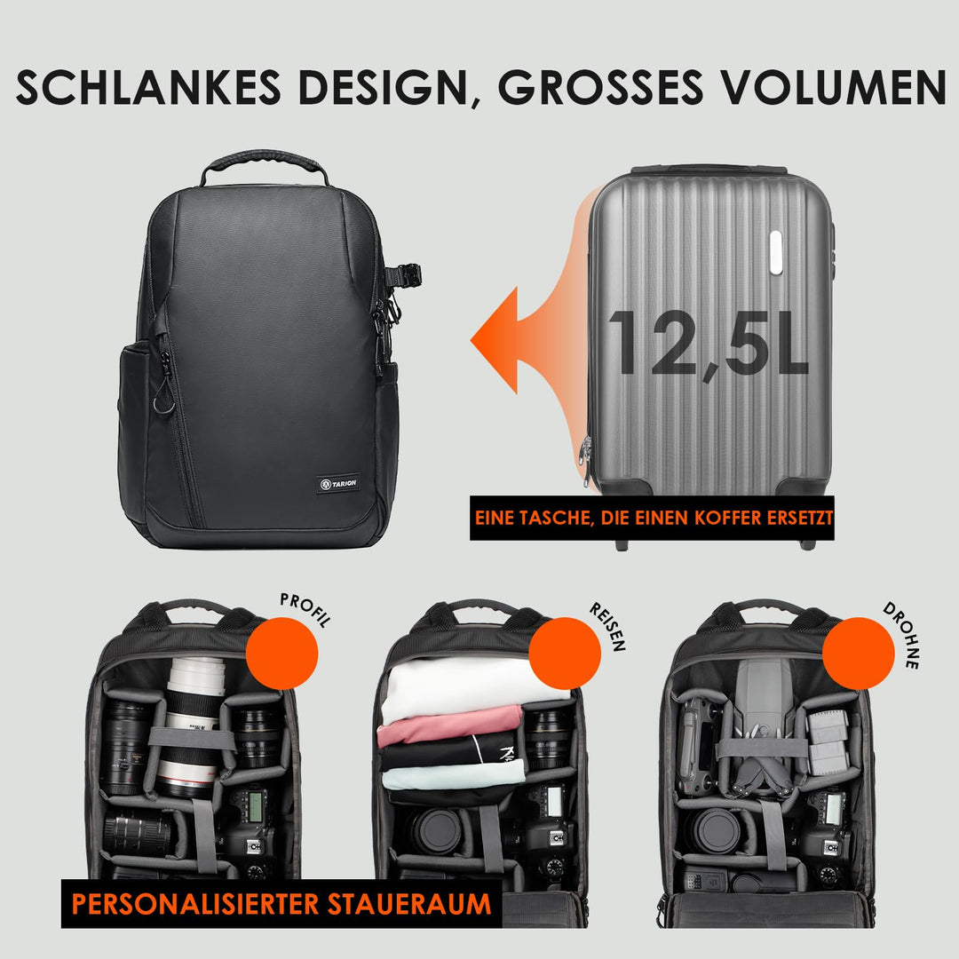 Kamerarucksack wasserdicht 14" Laptopfach 12 Fächer für DSLR - Bild 4