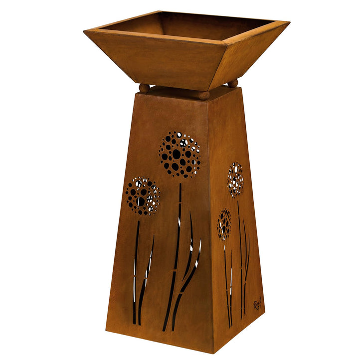 Blumensäule Metall Edelrost 72 cm mit abnehmbarer Pflanzschale