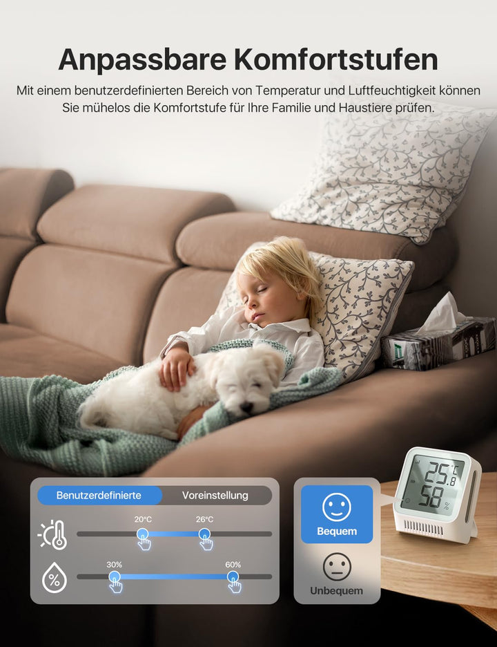 WLAN Hygrometer Thermometer Innen LCD 2,7 Zoll mit App - Bild 2