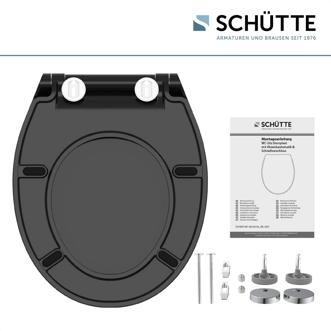 WC-Sitz Duroplast Slim mit Absenkautomatik &amp; Schnellverschluss, Schwarz - Bild 7