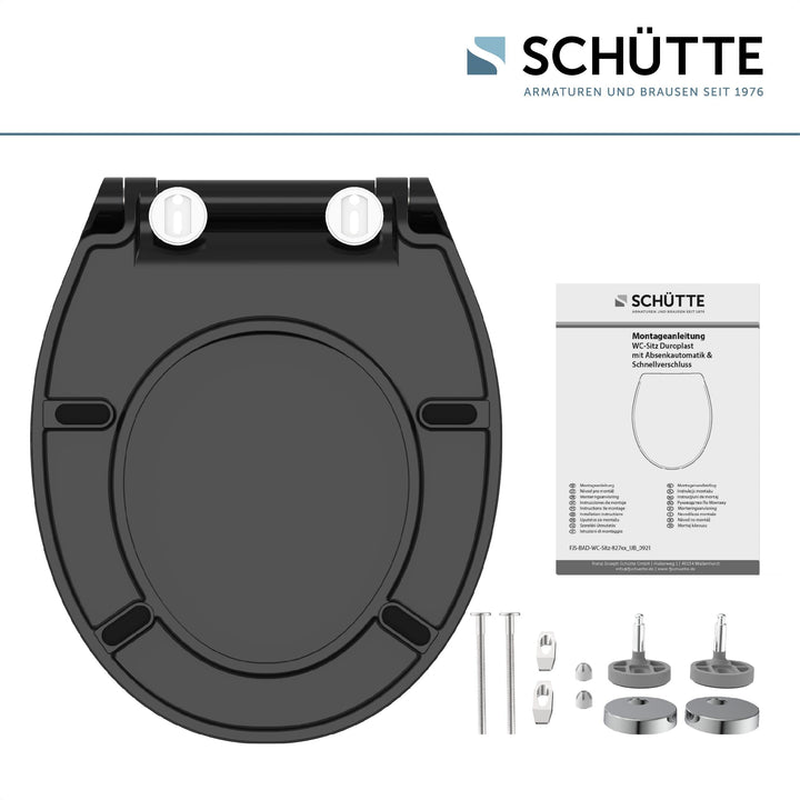 WC-Sitz Duroplast Slim mit Absenkautomatik &amp; Schnellverschluss, Schwarz - Bild 7