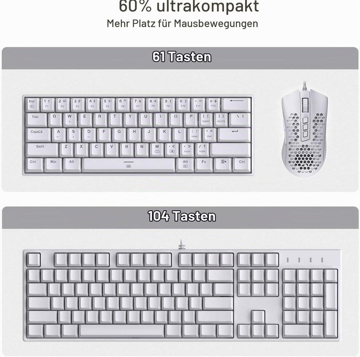 Gaming Tastatur 60% mechanisch RGB 61 Tasten Hot-Swap kabelgebunden - Bild 3