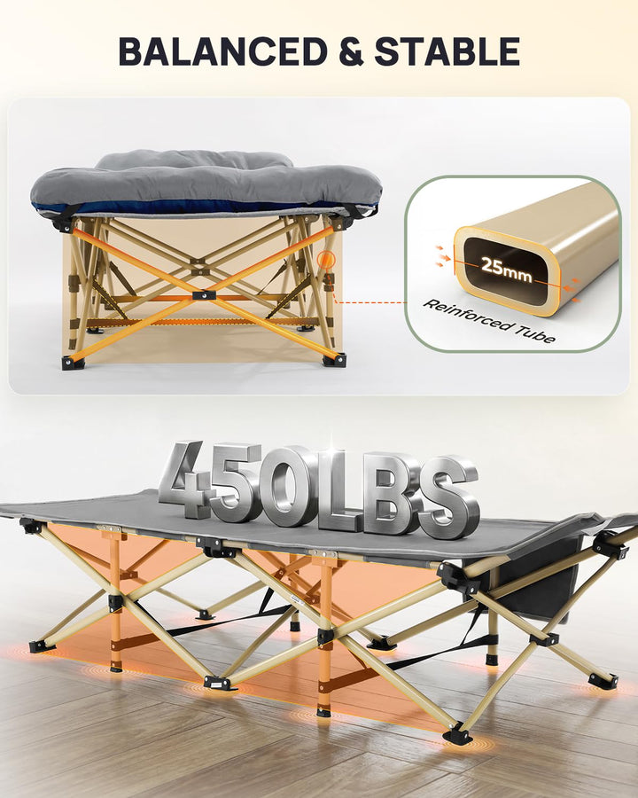 Feldbett klappbar mit Matratze 71cm breit 204kg Camping Gäste