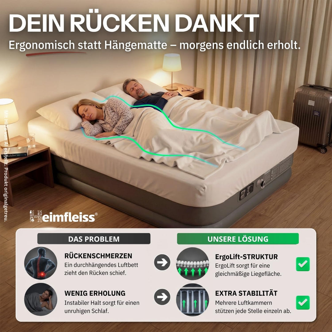 Luftmatratze selbstaufblasend 150x200 cm 46 cm Höhe für 2 Personen - Bild 5