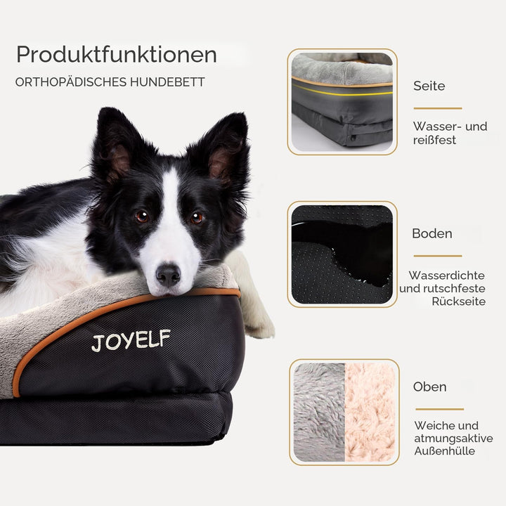 Orthopädisches Hundebett Memory Foam mit Polster 91x68x20 cm Grau - Bild 3