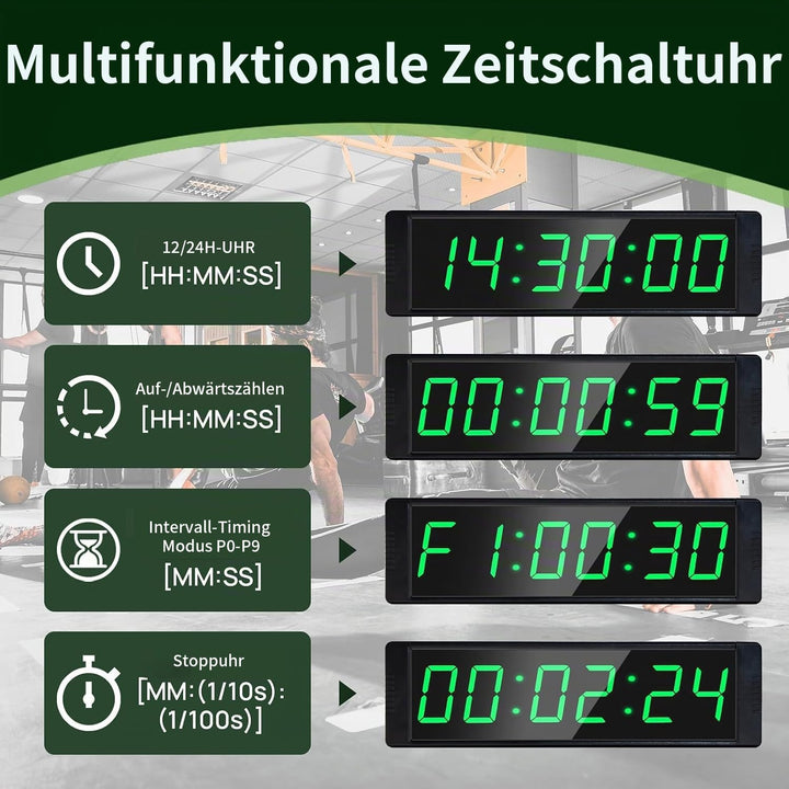 LED Intervall-Timer Stoppuhr mit Fernbedienung 12/24H Wanduhr - Bild 2