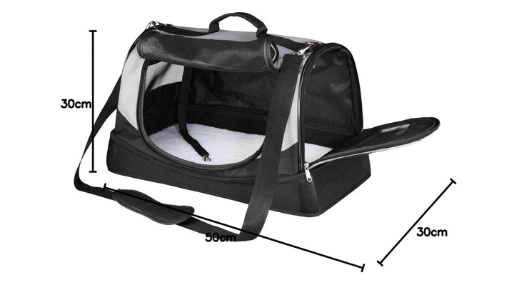 Katzentransporttasche Stoff 30x30x50 cm schwarz/grau mit Schulterriemen - Bild 6