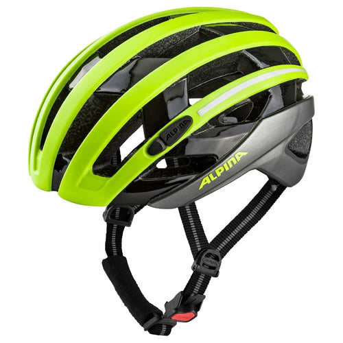 Rennradhelm Neongelb Twin Shell 51-56 cm mit Rücklicht