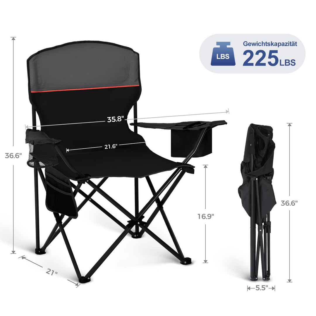 Campingstuhl klappbar 2er-Set mit Kühltasche 120 kg belastbar - Bild 9