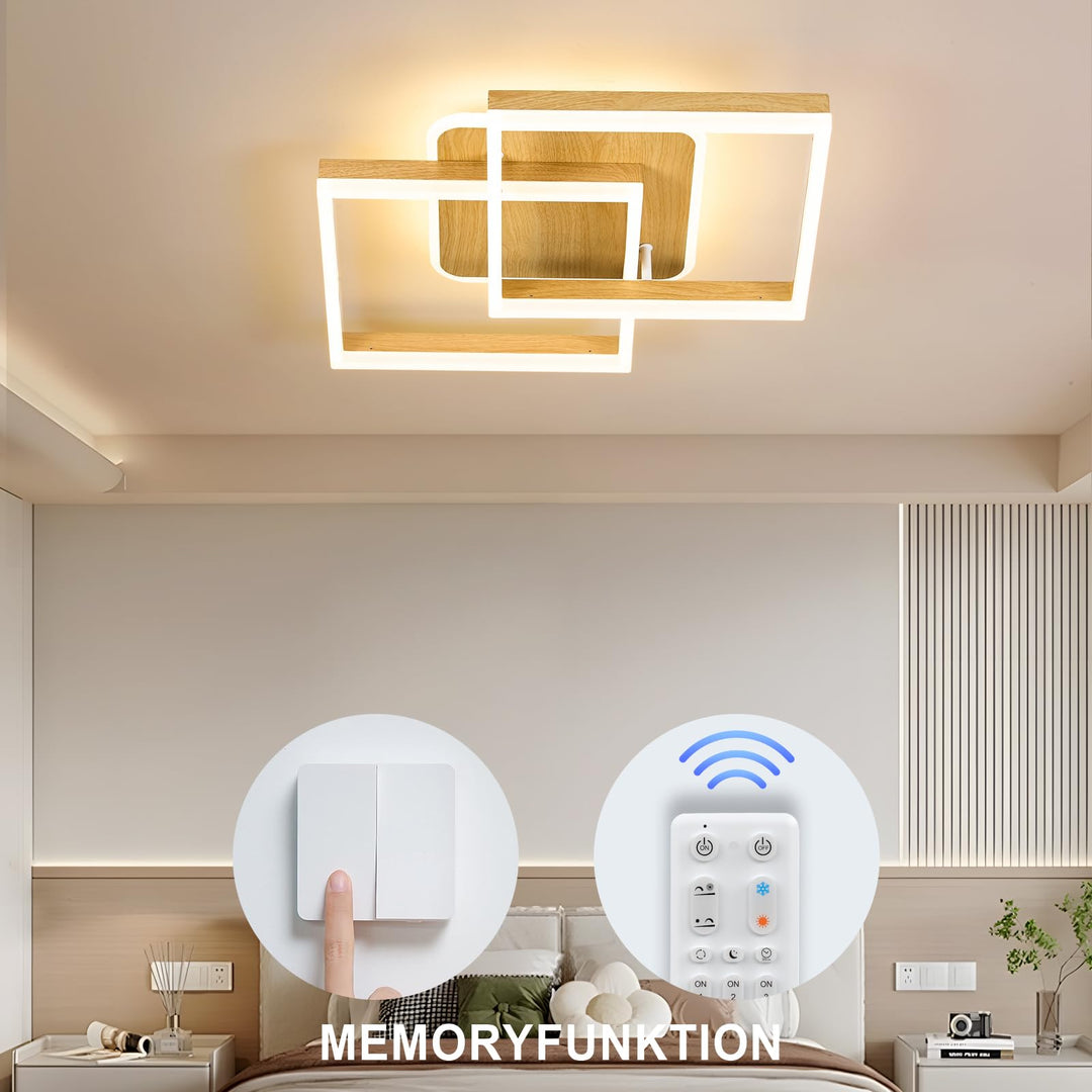 LED Deckenleuchte Holzoptik Geometrisch 40W dimmbar mit Fernbedienung - Bild 3