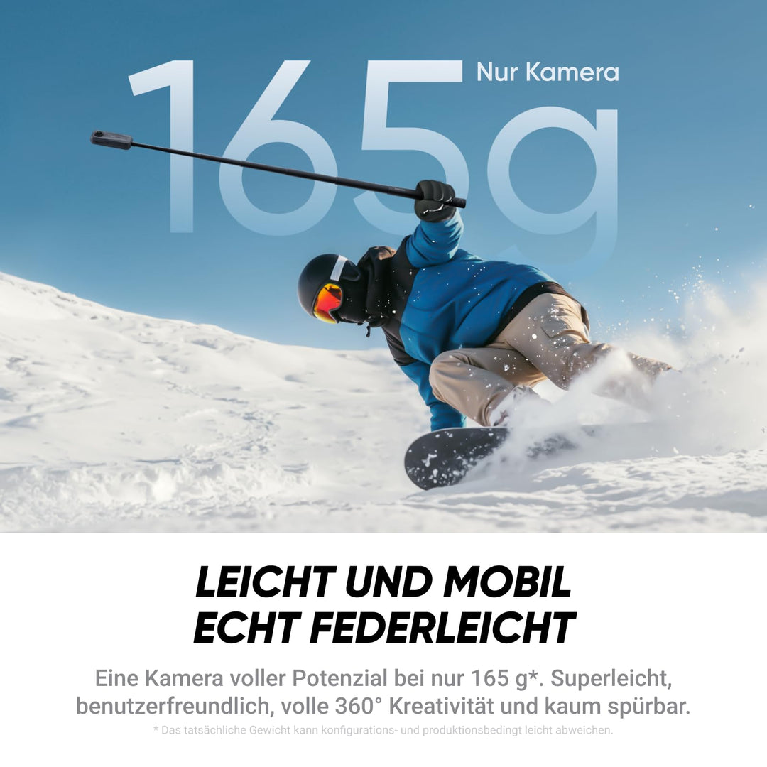 360-Grad-Actionkamera 8K 30fps mit Selfie-Stick, 165g leicht - Bild 3