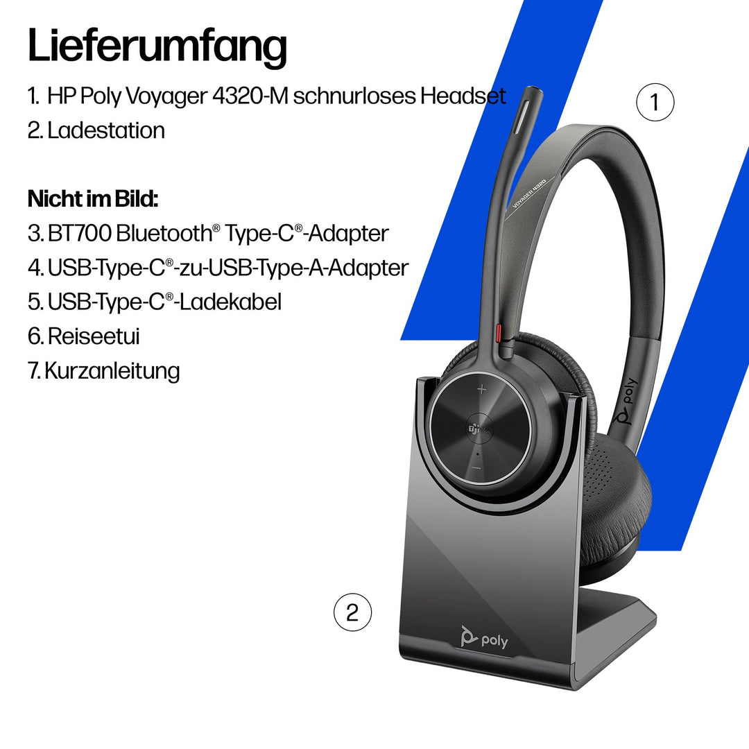Bluetooth-Headset Stereo mit Noise Cancelling, 24h Akku, für PC &amp; Teams - Bild 4