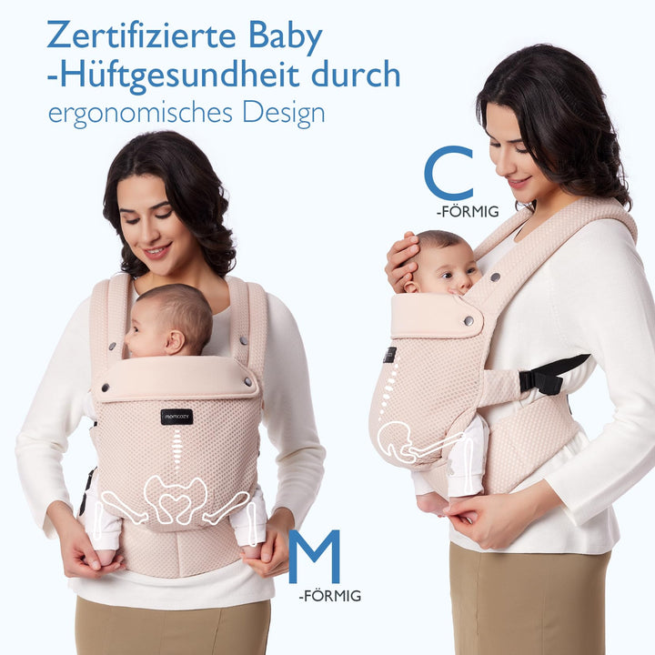 Babytrage Netz Air-Mesh ab Geburt 3,2–20 kg ergonomisch Rosa - Bild 4