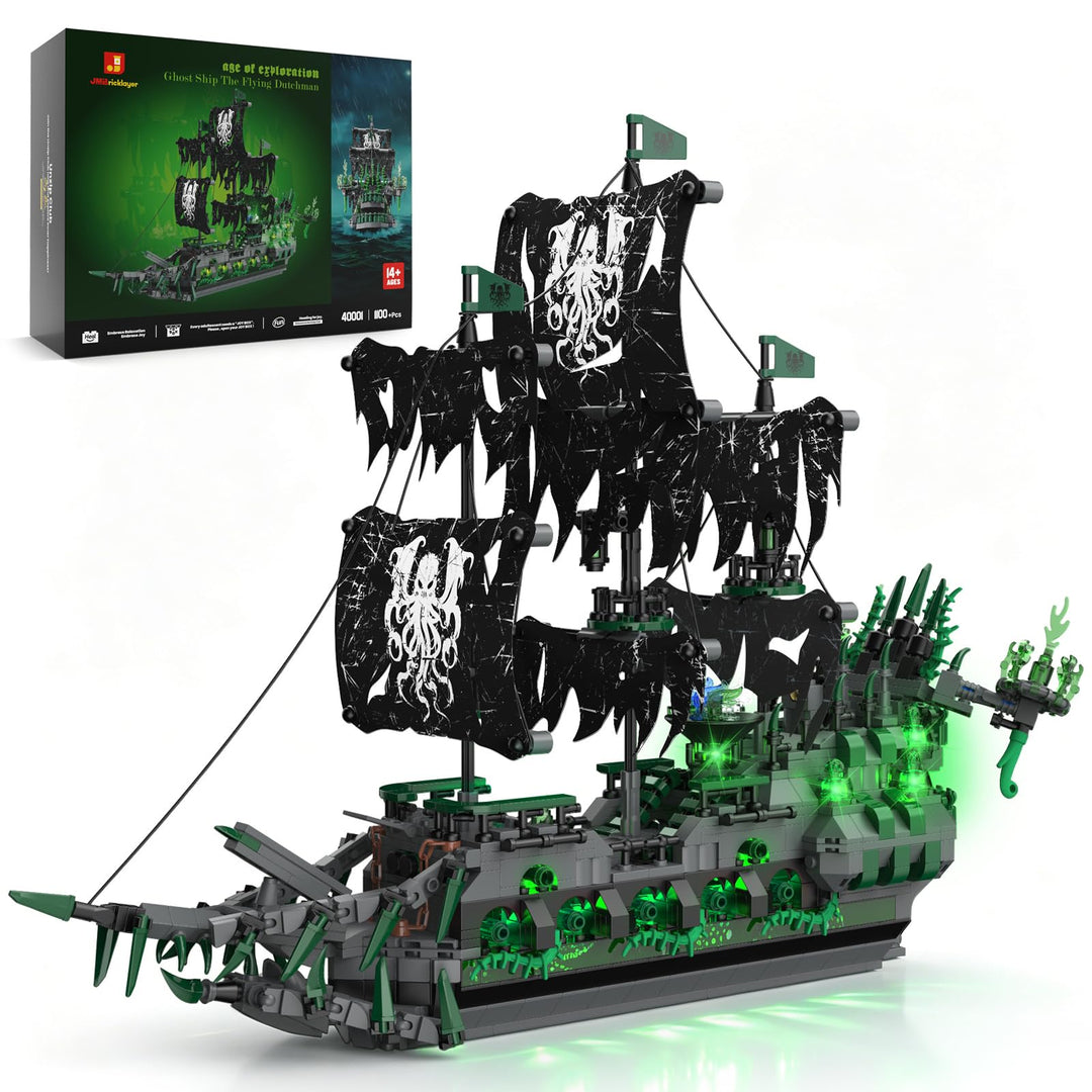Piratenschiff Klemmbausteine Flying Dutchman mit 9 LED Beleuchtung