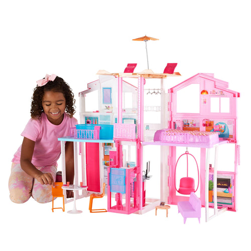 Barbie Puppenhaus 3-stöckig mit Aufzug und Dachlounge