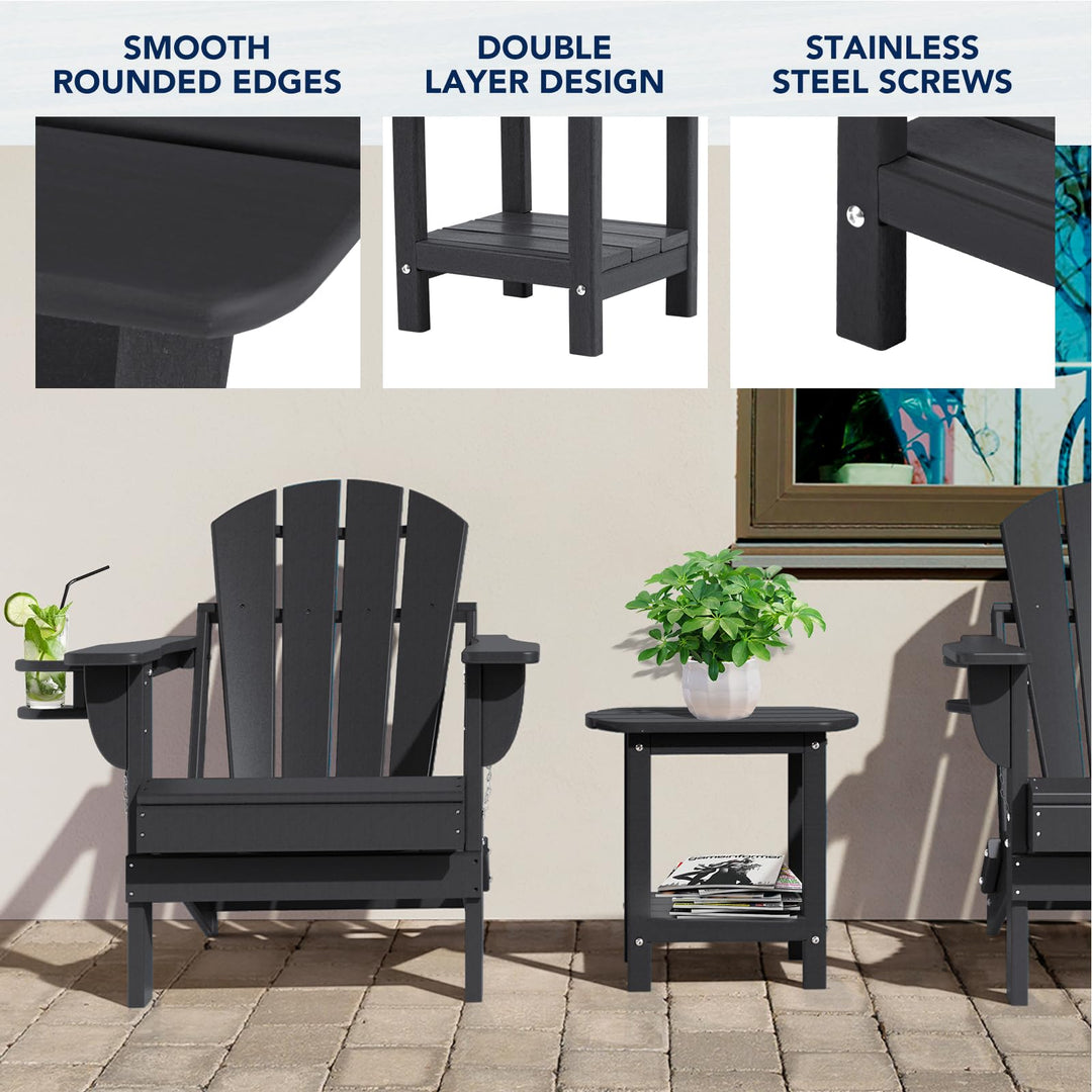 Beistelltisch Outdoor HDPE 2 Ebenen 42x30x44 cm wetterfest Terrasse - Bild 3