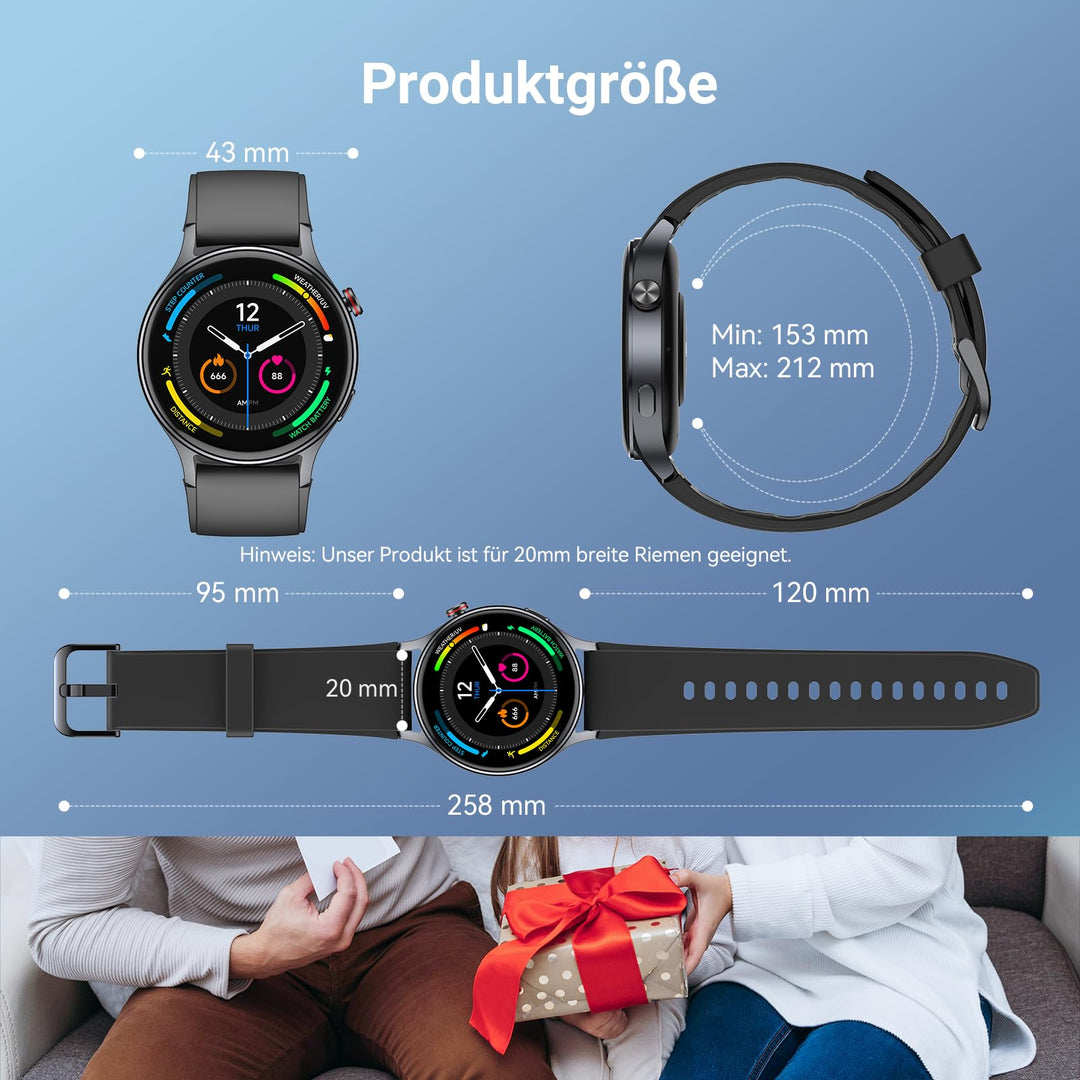 Smartwatch mit Telefonfunktion 1,32" AMOLED 110+ Sportmodi 3ATM - Bild 8