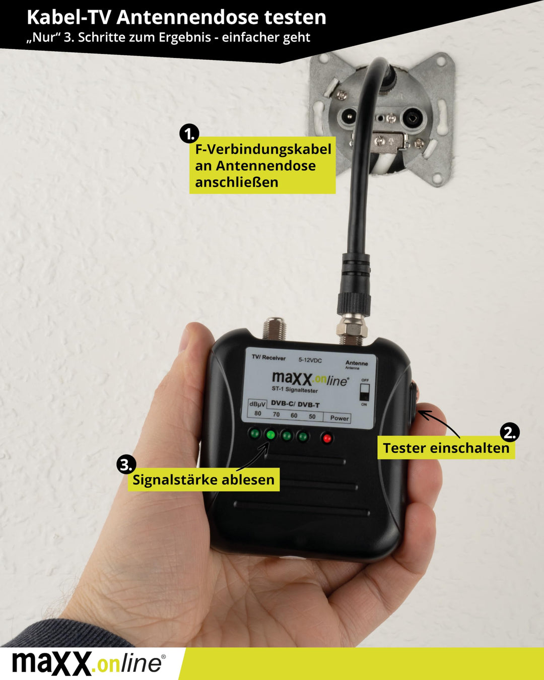 Signaltester DVB-C/DVB-T Kabelfernsehen LED-Anzeige analog/digital - Bild 5