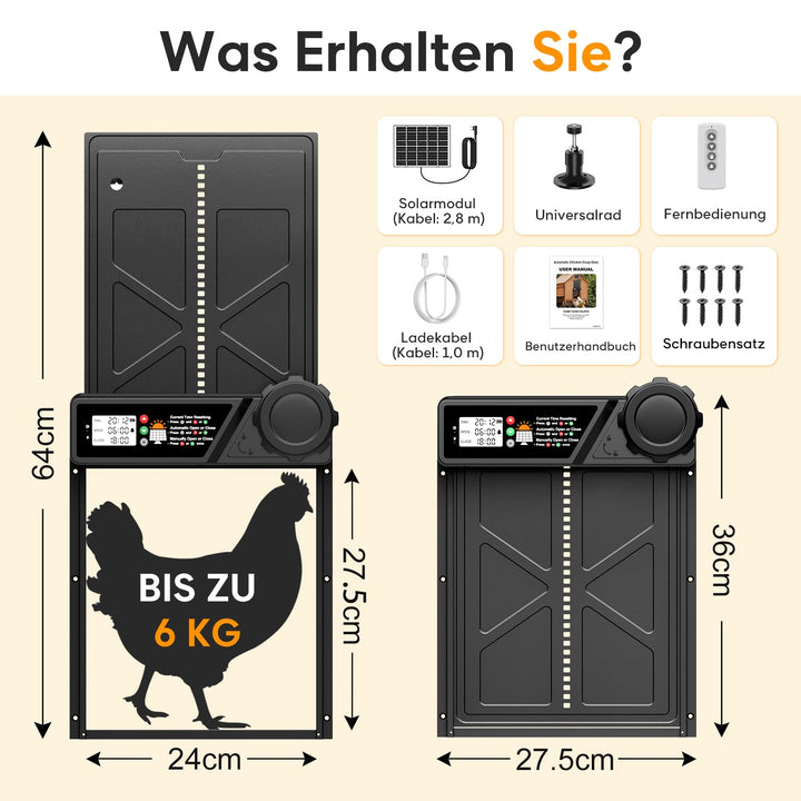 Automatische Hühnerklappe Solar mit Timer 27x24 cm Aluminium - Bild 7