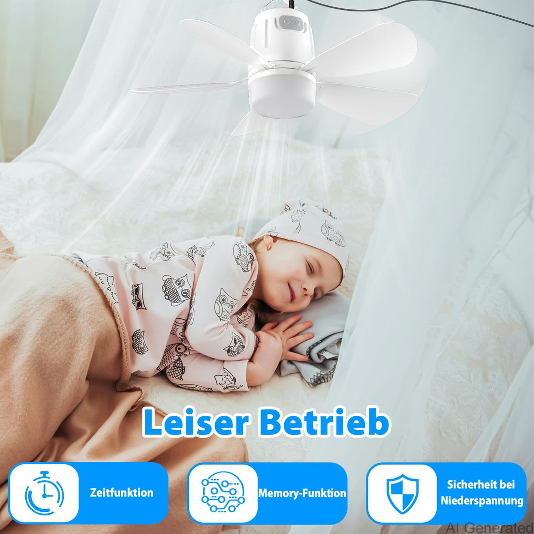 Deckenventilator mit LED-Beleuchtung 50cm 4 Stufen Fernbedienung - Bild 4